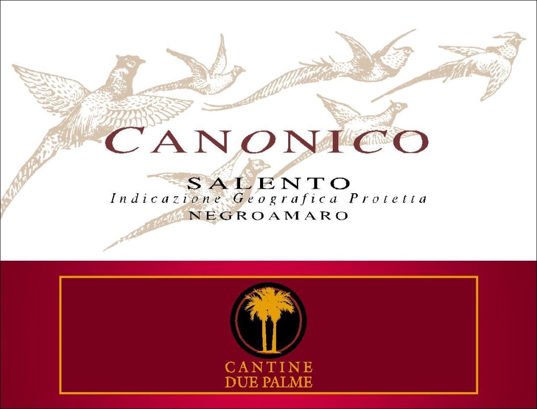 Cantine Due Palme Canonico Negroamaro 2013 Front Label