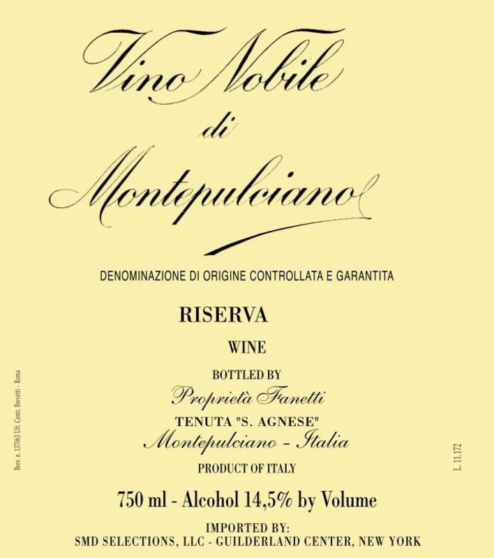 Fanetti Nobile di Montepulciano Riserva 2010 Front Label