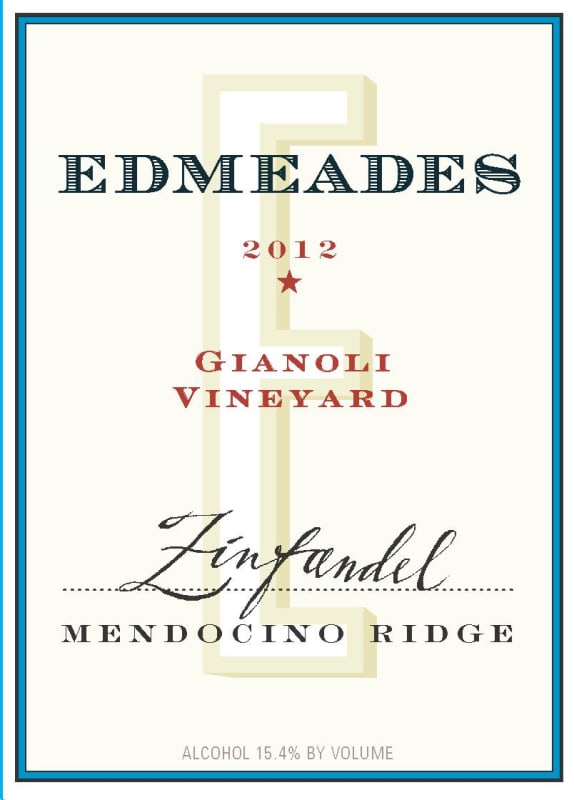 Edmeades Gianoli Vineyard Zinfandel 2012 Front Label