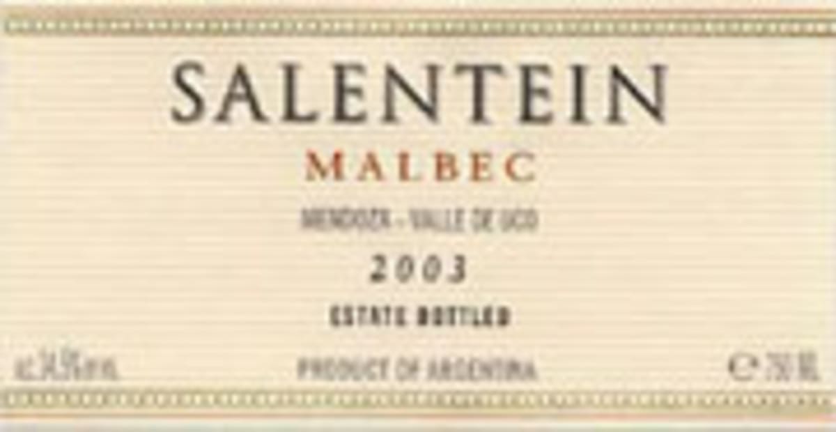 Salentein Reserve Malbec 2003 Front Label