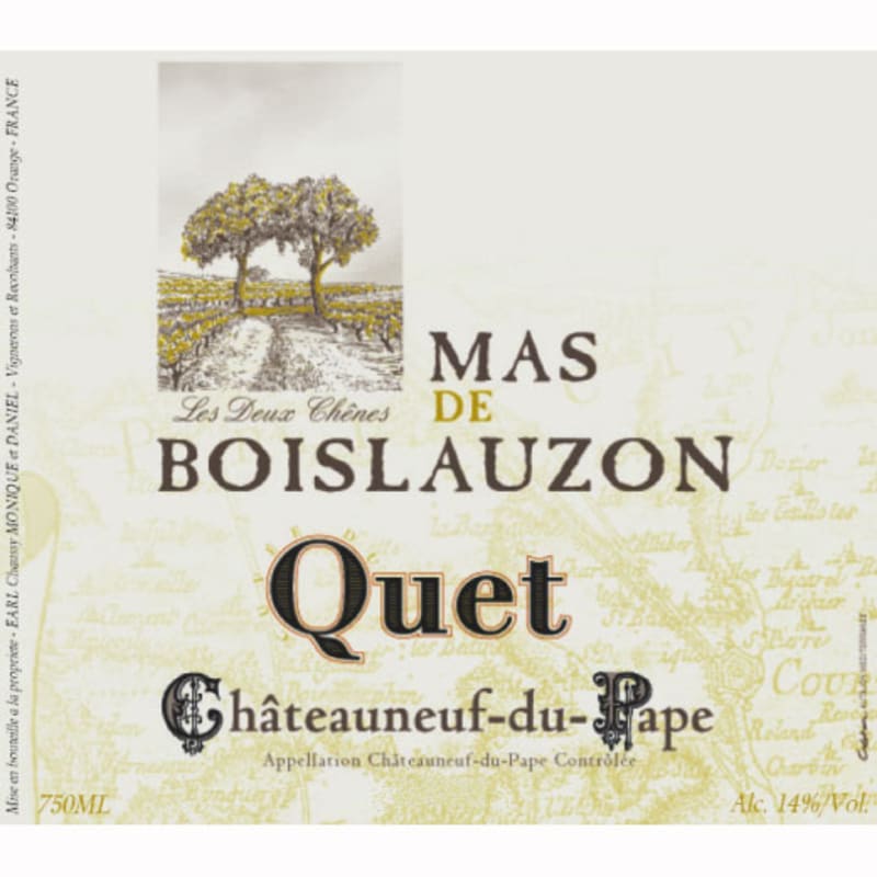 Mas de Boislauzon Chateauneuf-du-Pape Cuvee du Quet 2003 Front Label
