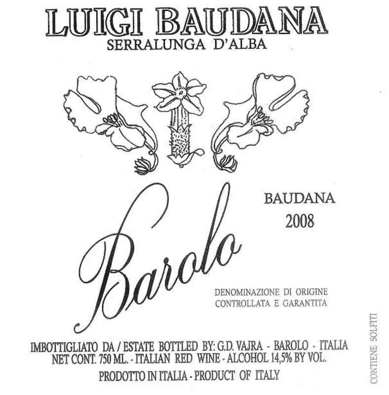 Luigi Baudana Barolo del Comune di Serralunga d'Alba 2008 Front Label