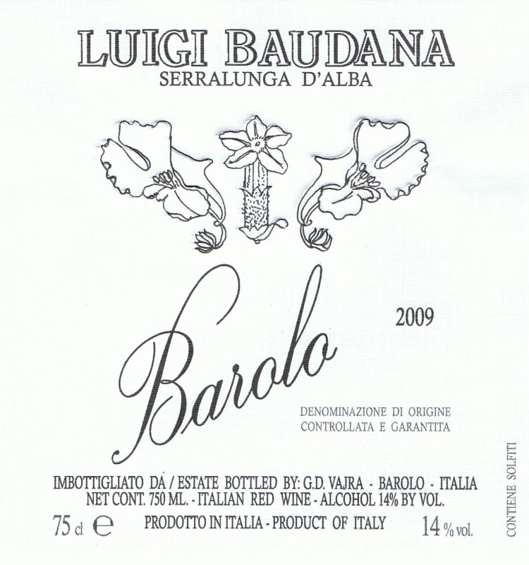 Luigi Baudana Barolo del Comune di Serralunga d'Alba 2009 Front Label