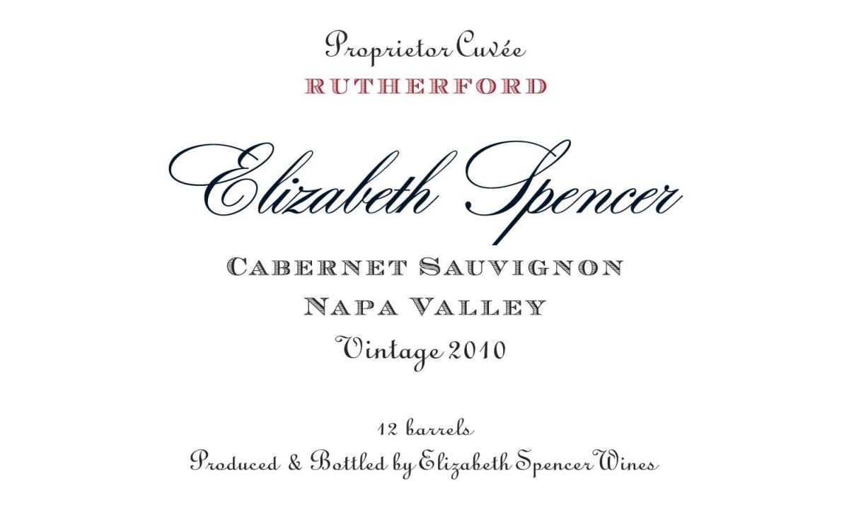 Elizabeth Spencer Rutherford Cabernet Sauvignon 2010 Front Label