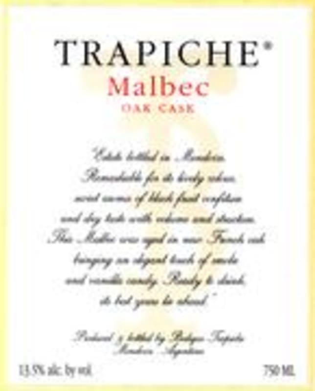Trapiche Oak Cask Malbec 1995 Front Label