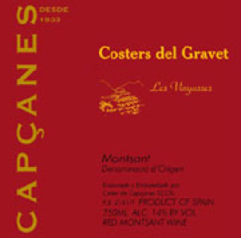 Celler de Capcanes Costers del Gravet 2001 Front Label