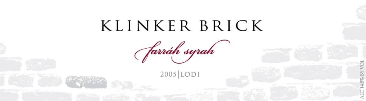 Klinker Brick Lodi Farrah Syrah 2005 Front Label