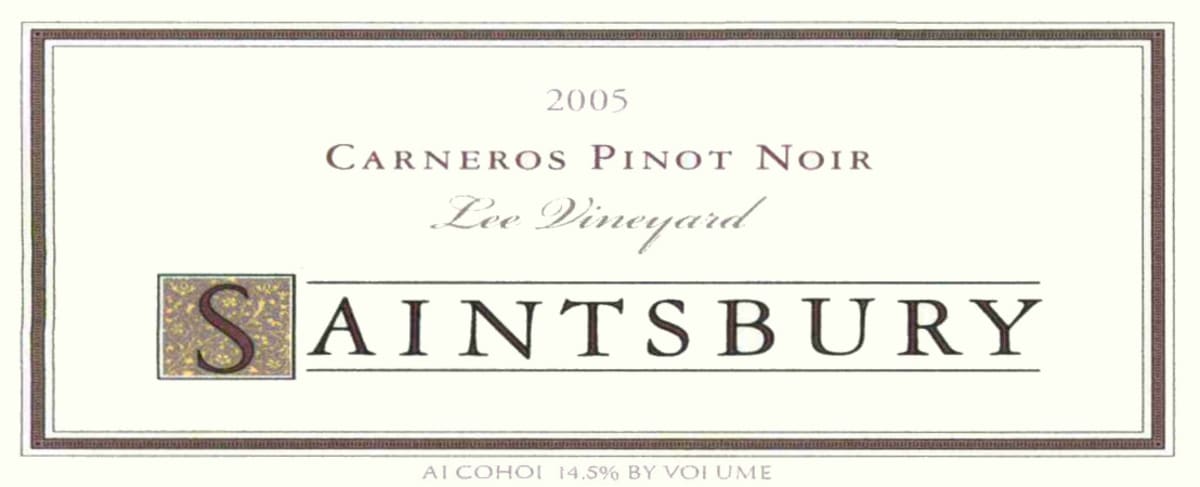 Saintsbury Carneros Lee Vineyard Pinot Noir 2005 Front Label