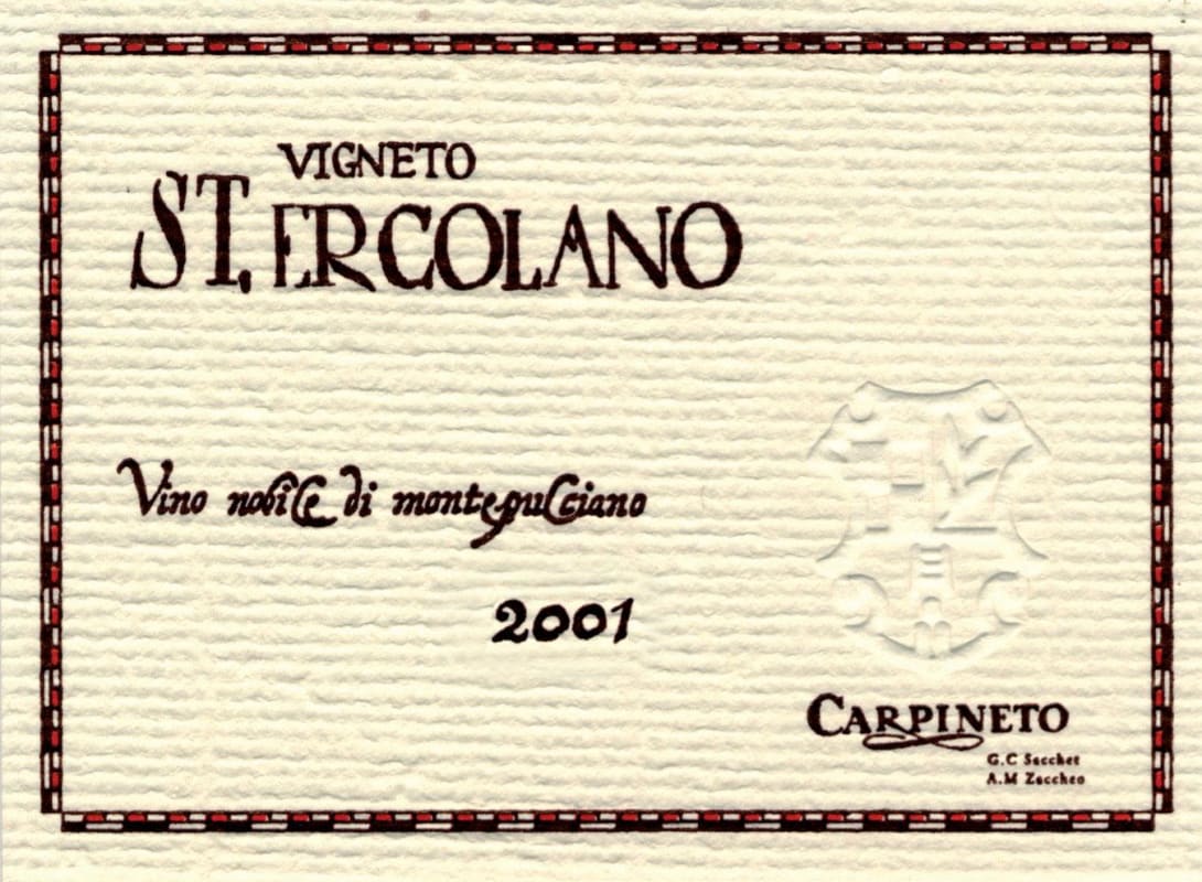 Carpineto St. Ercolano Vine Nobile di Montepulciano 2001 Front Label