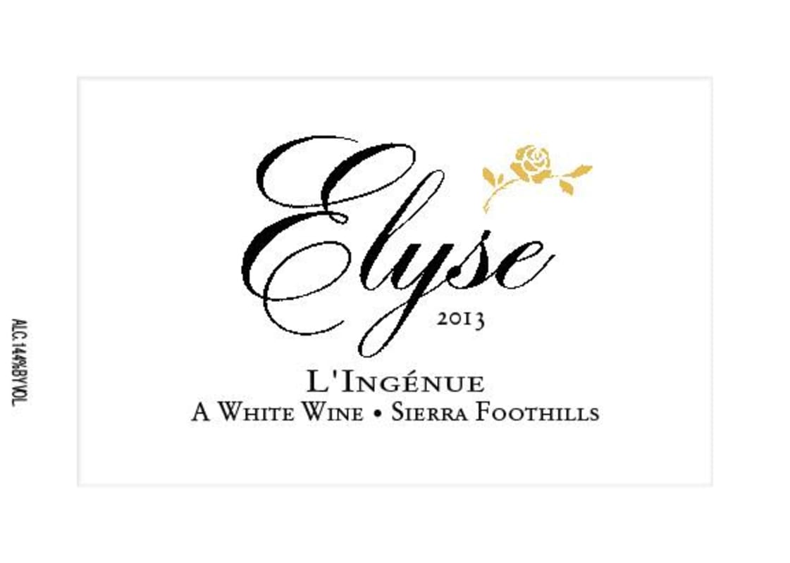 Elyse L'Ingenue Naggiar Vineyard White Rhone Blend 2013 Front Label