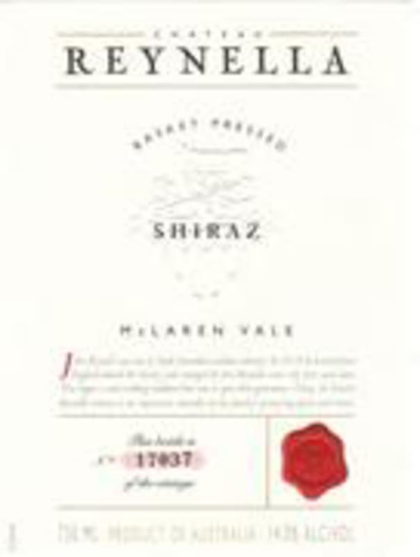 Ch. Reynella Basket Pressed Shiraz 2002 Front Label