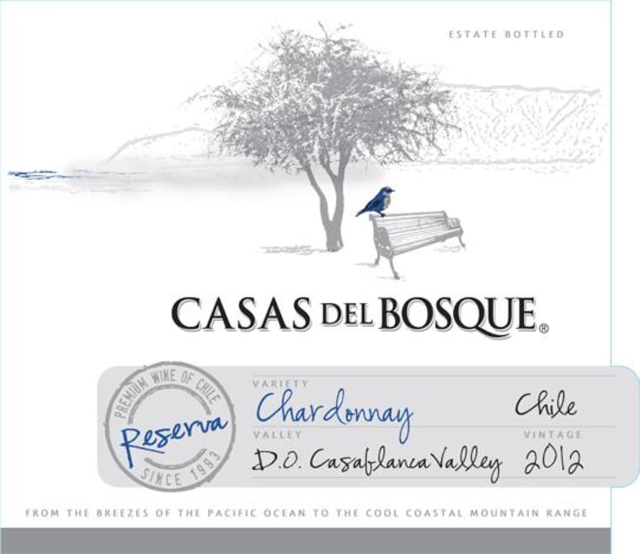 Casas del Bosque Chardonnay 2012 Front Label
