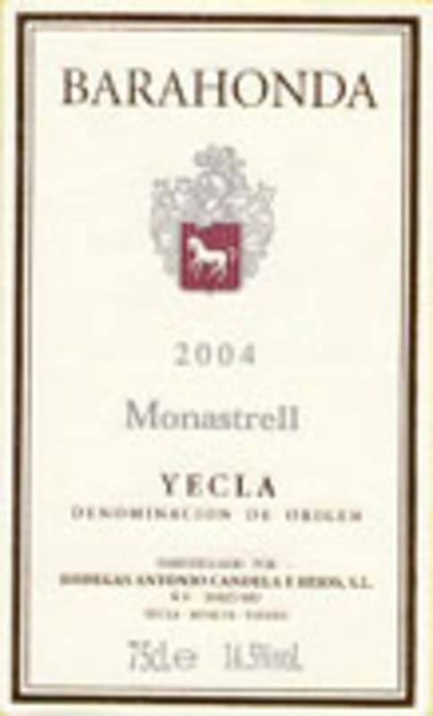 Senorio de Barahonda Monastrell Tinto 2003 Front Label