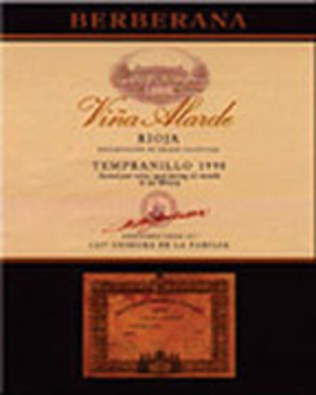 Berberana Vina Alarde Rioja Tempranillo 2000 Front Label