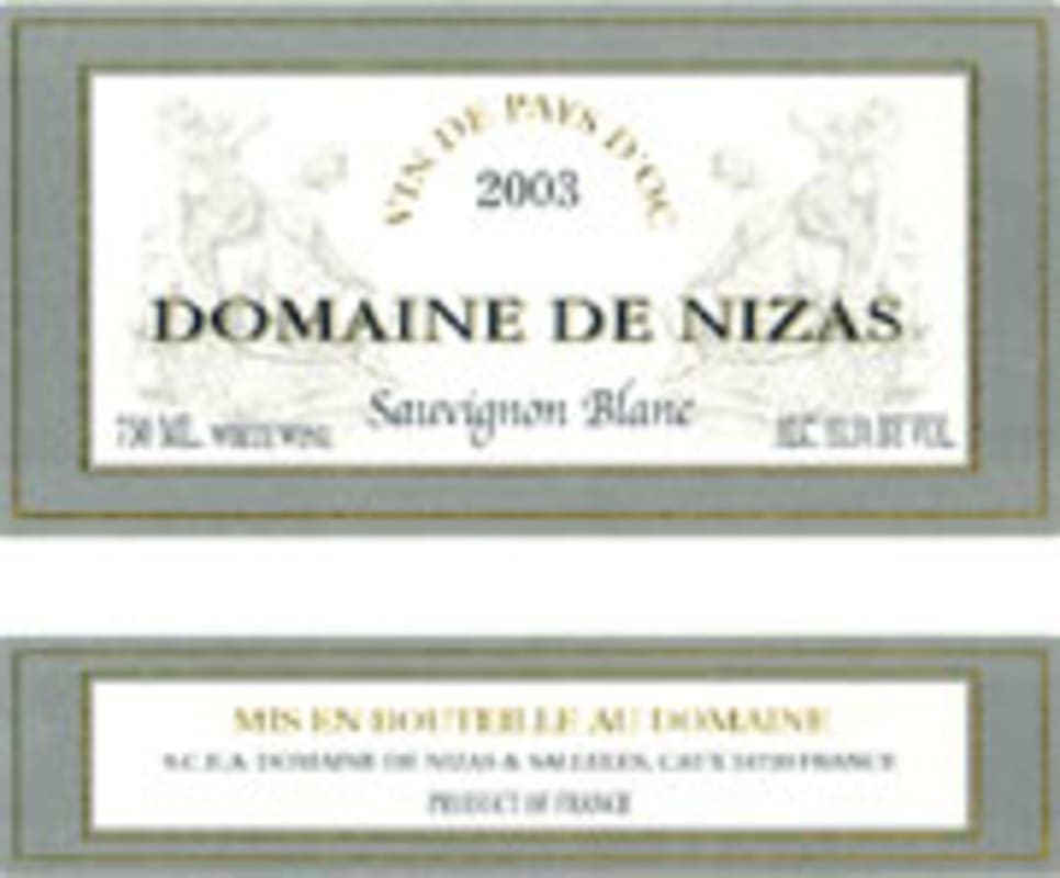 Domaine de Nizas Sauvignon Blanc 2003 Front Label