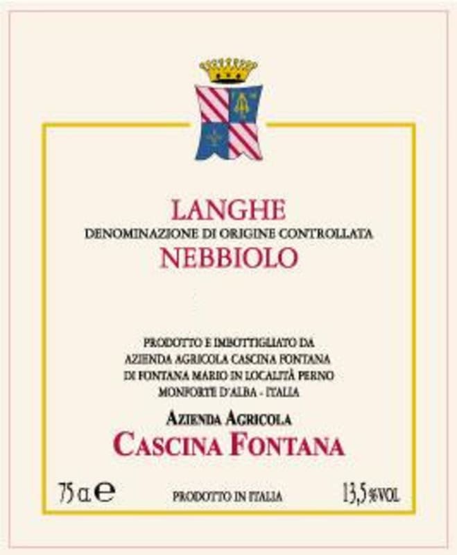 Cascina Fontana Langhe Nebbiolo 2013 Front Label