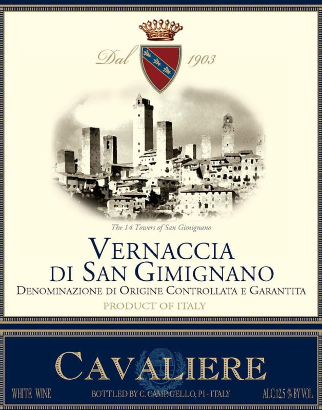 Castellani Cavaliere Vernaccia di San Gimignano 2014 Front Label