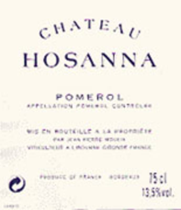 Chateau Hosanna 2001 Front Label