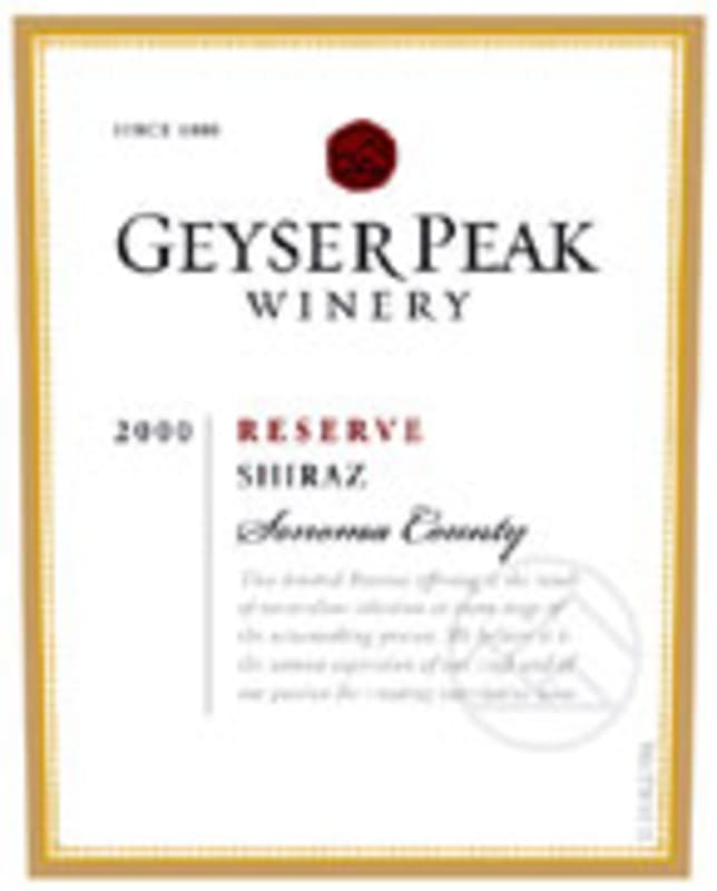 Geyser Peak Reserve Shiraz 2000 Front Label