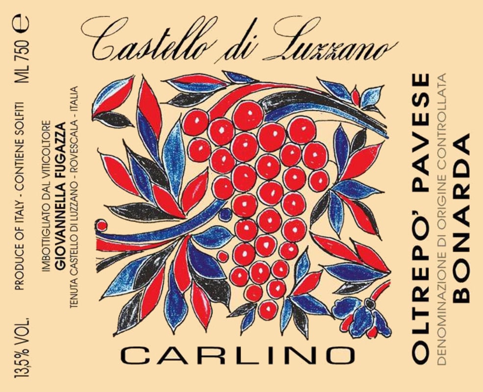 Castello di Luzzano Carlino Oltrepo Pavese Bonarda 2008 Front Label