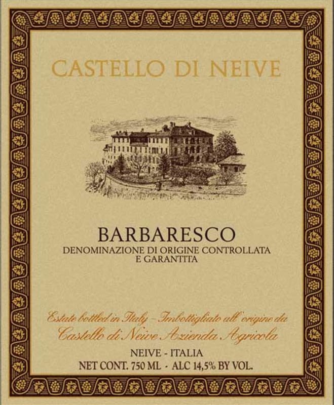 Castello di Neive Barbaresco 2009 Front Label