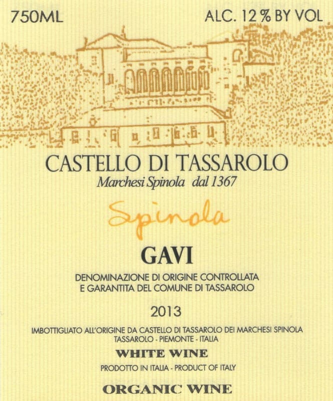 Castello di Tassarolo Gavi Spinola 2013 Front Label