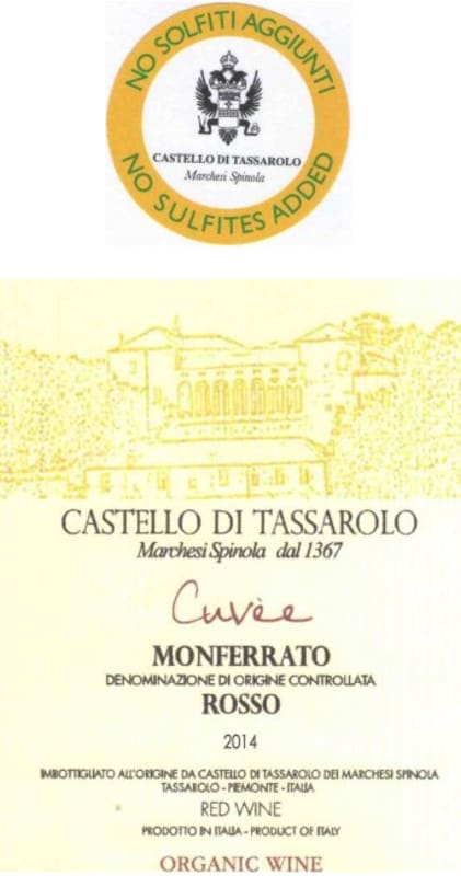 Castello di Tassarolo Cuvee Monferrato Rosso 2014 Front Label