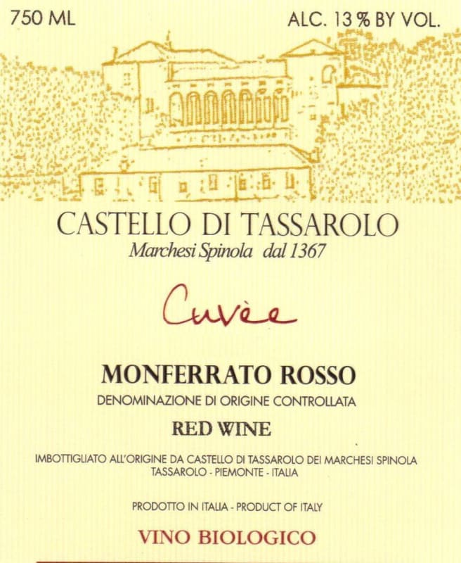 Castello di Tassarolo Cuvee Monferrato Rosso 2013 Front Label