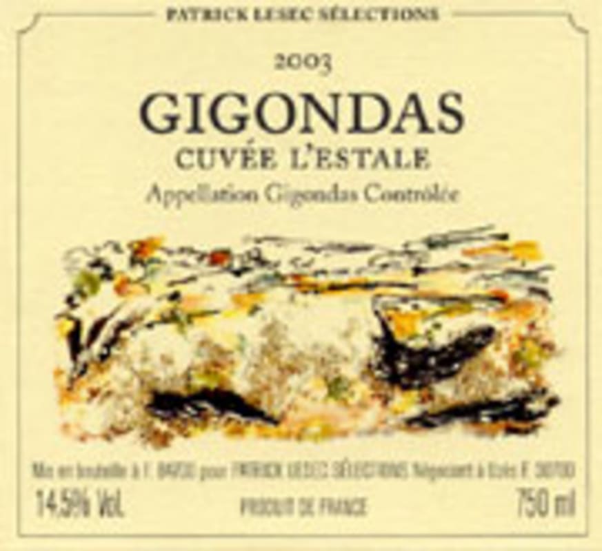 Patrick Lesec Gigondas l'Estale 2003 Front Label