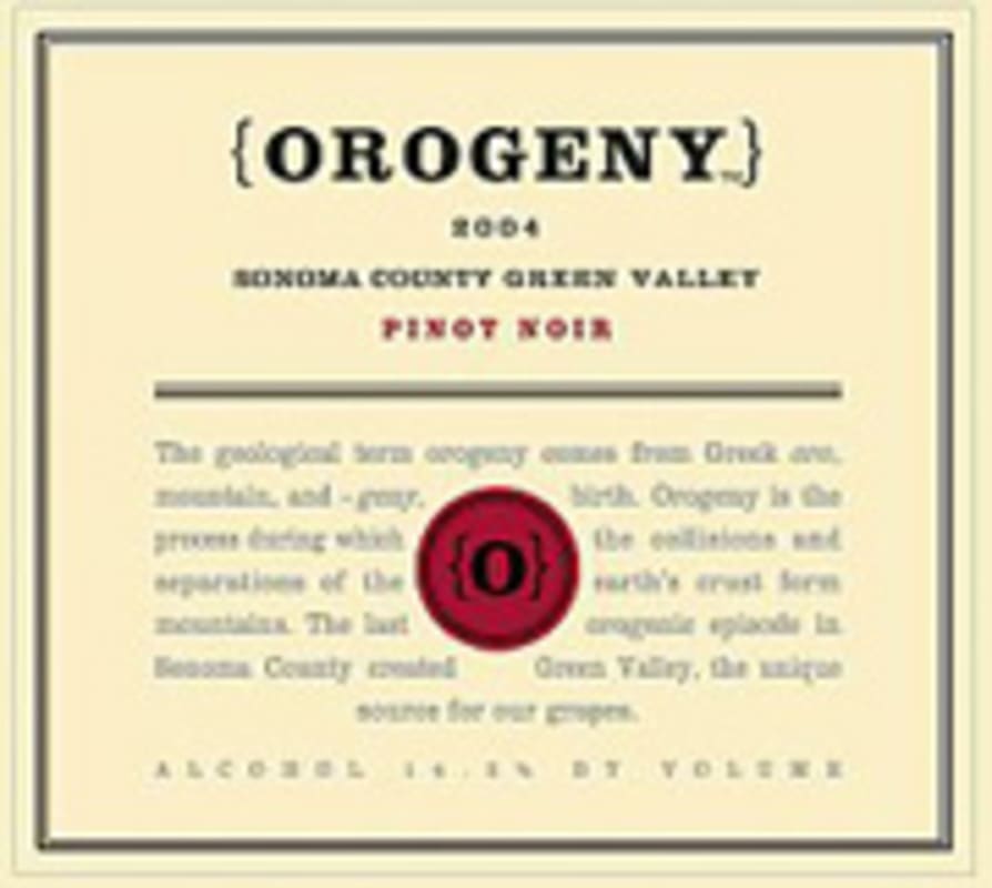 Orogeny Vineyards Pinot Noir Green Valley 2004 Front Label