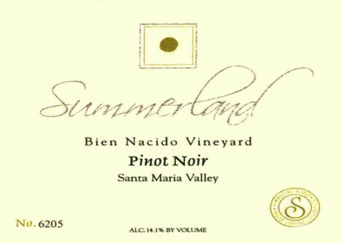 Summerland Bien Nacido Vineyard Pinot Noir 2008 Front Label