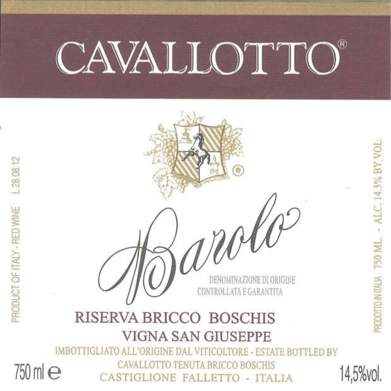 Cavallotto Bricco Boschis Vigna San Giuseppe Riserva 2007 Front Label