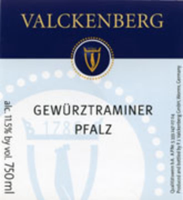 Valckenberg Gewurztraminer Pfalz QbA 2004 Front Label