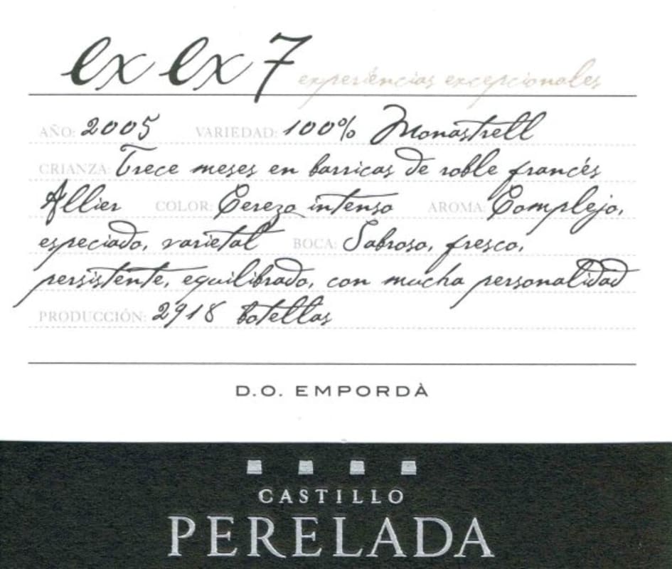 Castillo Perelada Coleccion Ex Ex Experiencias Excepcionales 2005 Front Label