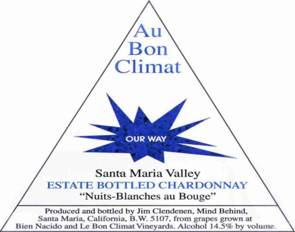 Au Bon Climat Nuits-Blanches au Bouge Chardonnay 2008 Front Label