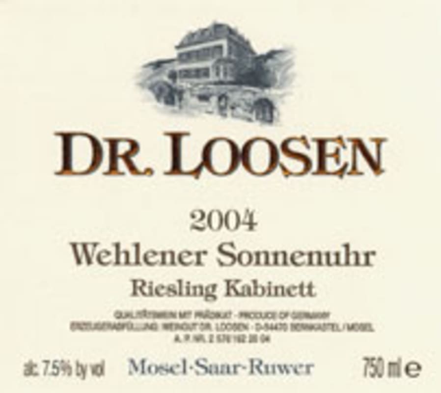 Dr. Loosen Wehlener Sonnenuhr Riesling Kabinett 2004 Front Label