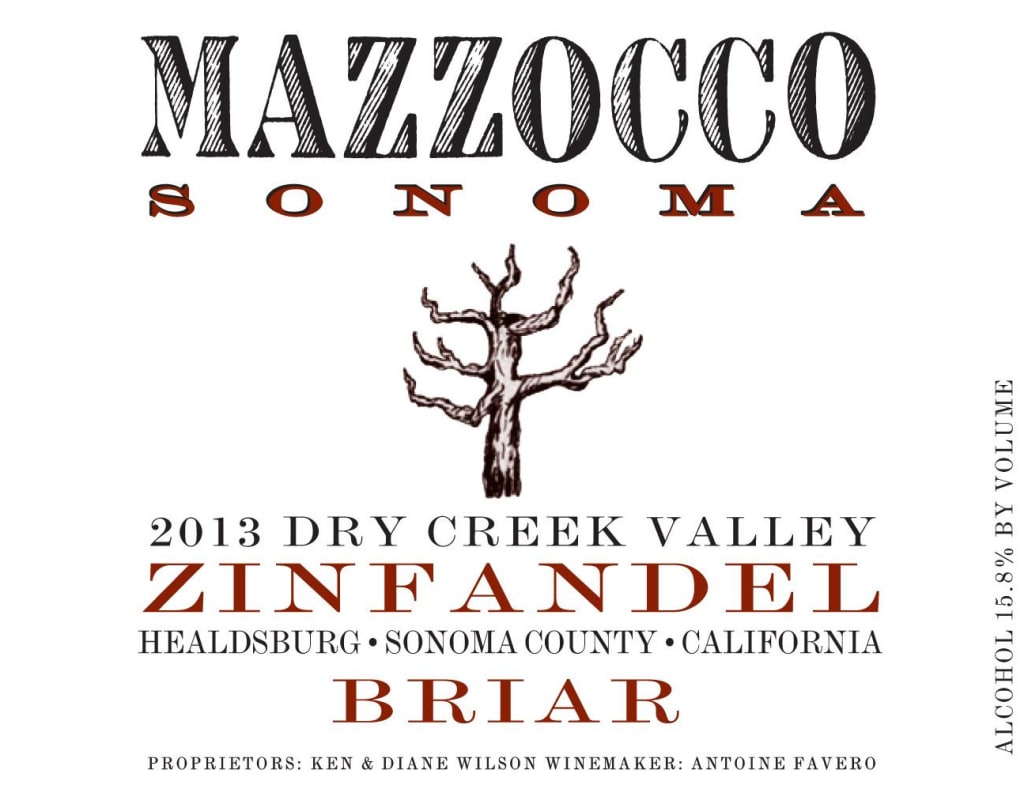 Mazzocco Briar Zinfandel 2013 Front Label