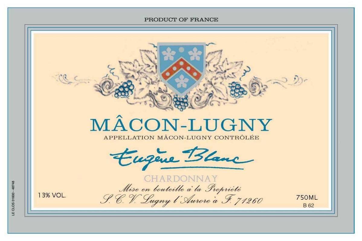 Cave de Lugny Macon Lugny Eugene Blanc 2013 Front Label