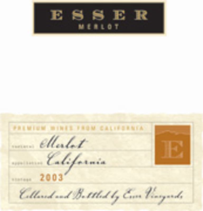 Esser Vineyards Merlot 2003 Front Label