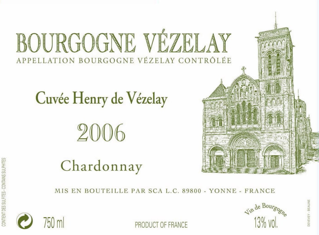 Henry Vezelay Cuvee Henry de Vezelay Chardonnay 2006 Front Label