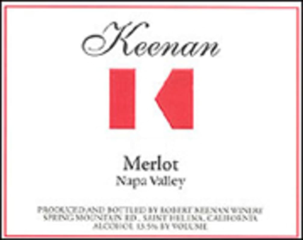 Keenan Reserve Merlot 2000 Front Label