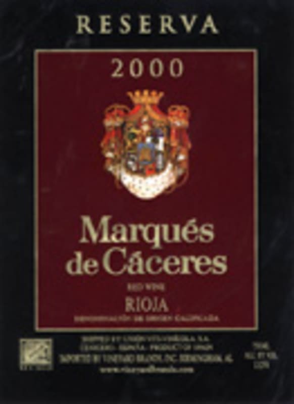 Marques de Caceres Rioja Reserva 2000 Front Label