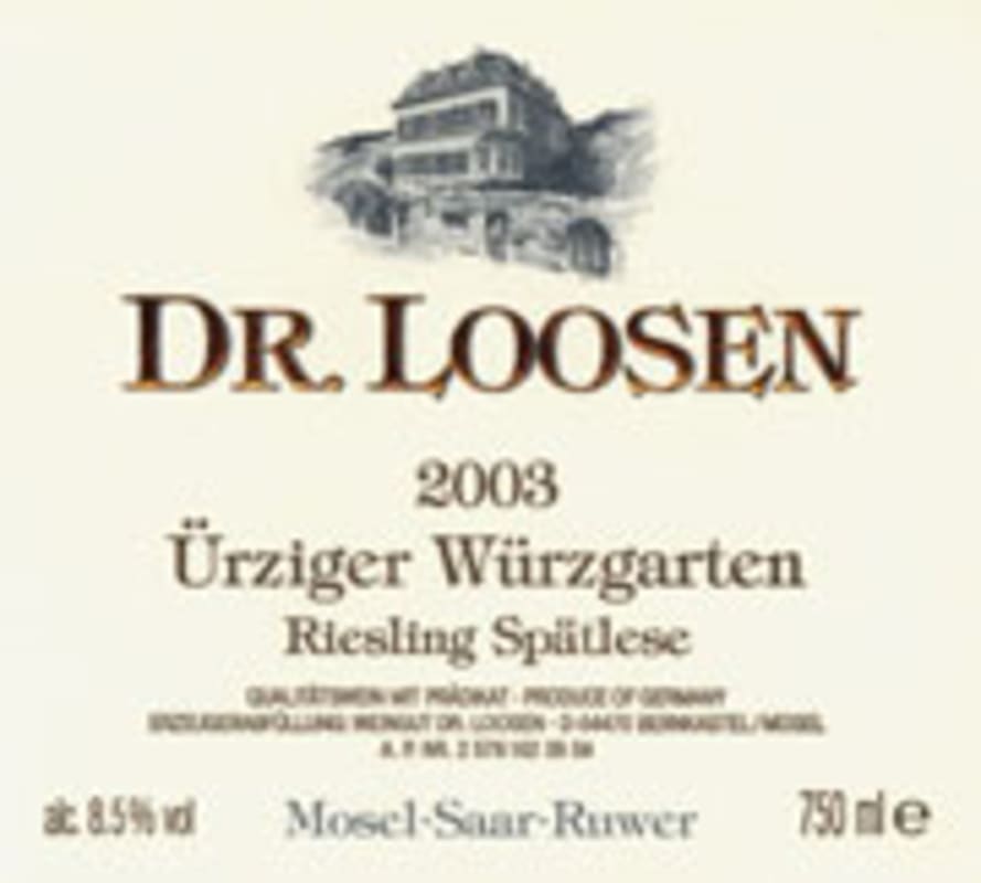 Dr. Loosen Urziger Wurzgarten Riesling Spatlese 2003 Front Label