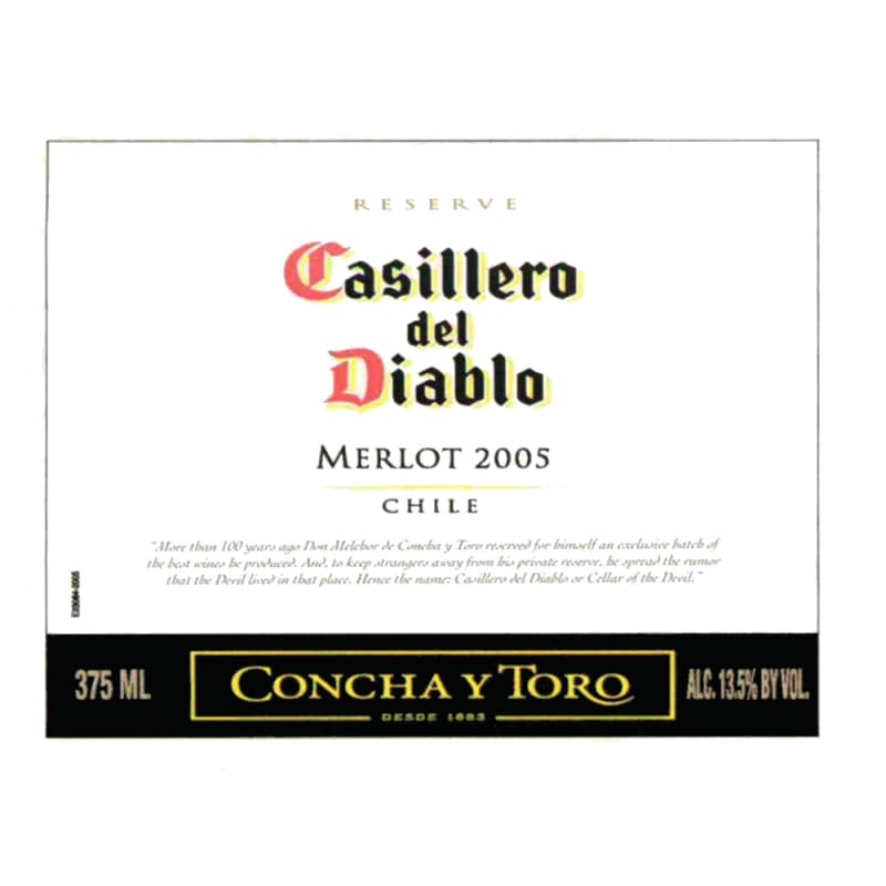 Casillero del Diablo Merlot 2005 Front Label