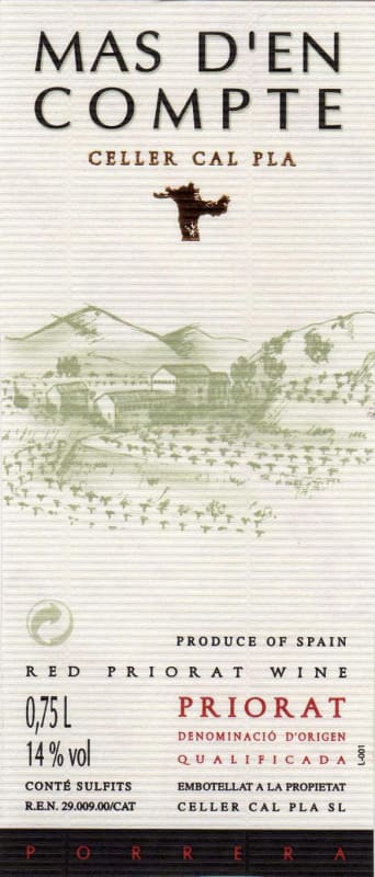 Celler Cal Pla Mas d'en Compte Rosado 2012 Front Label