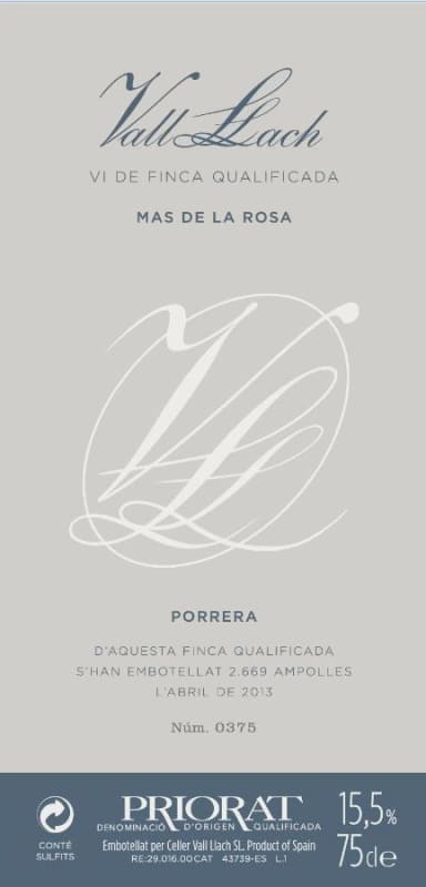 Vall Llach Vi de Finca Mas de la Rosa 2013 Front Label
