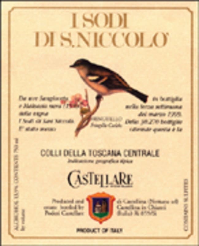 Castellare I Sodi di San Niccolo 1999 Front Label