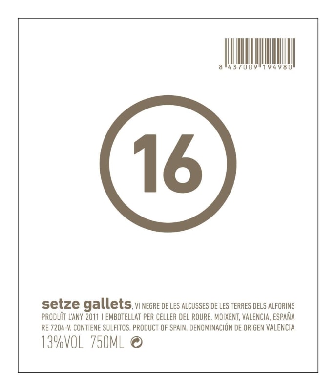 Celler del Roure 16 Setze Gallets 2011 Front Label
