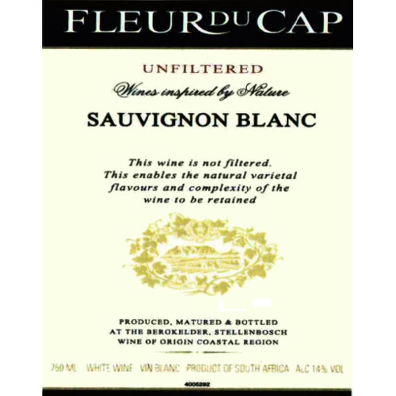 Fleur du Cap Unfiltered Sauvignon Blanc 2005 Front Label