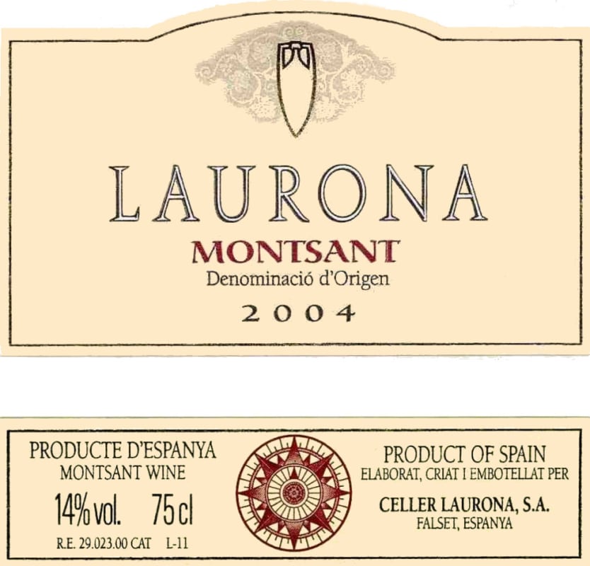 Laurona Montsant Falset Laurona 2004 Front Label